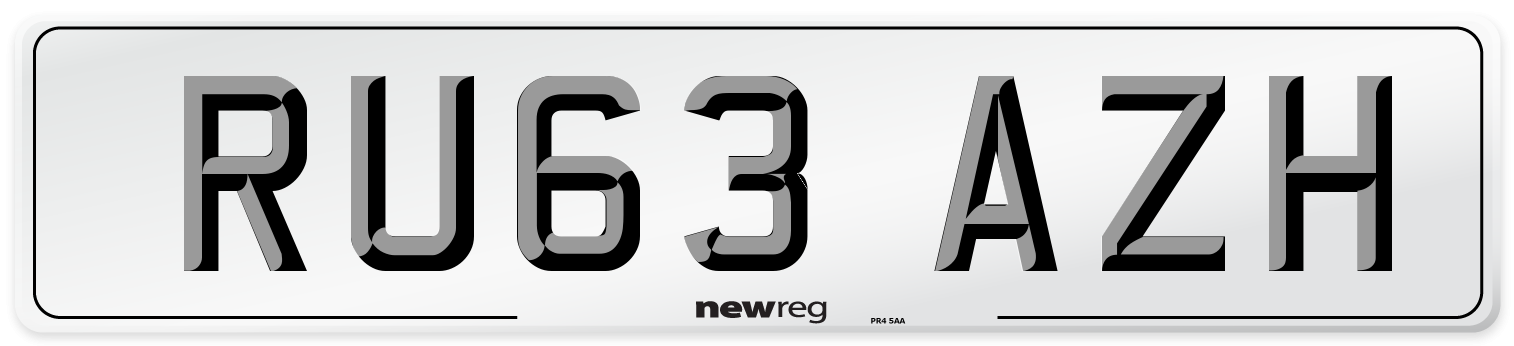 RU63 AZH Number Plate from New Reg